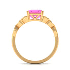 Asscher Cut Lab Grown Pink Sapphire Solitaire Celtic Knot Ring Lab Created Pink Sapphire - ( AAAA ) - Quality - Rosec Jewels