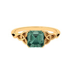 Certified Asscher Cut Lab Grown Green Sapphire Solitaire Celtic Engagement Ring Lab Created Green Sapphire - ( AAAA ) - Quality - Rosec Jewels