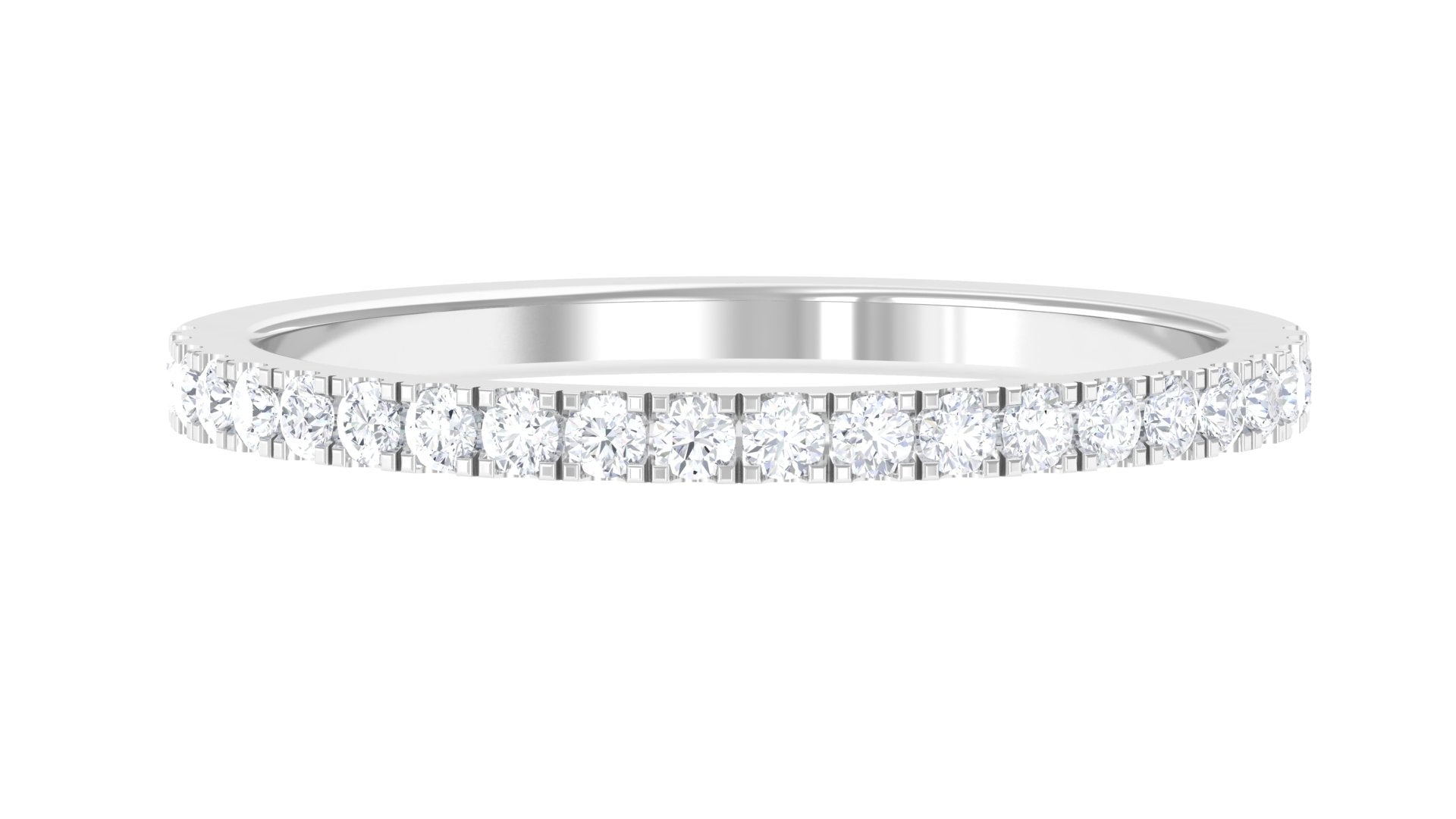 Certified Moissanite Half Eternity Stackable Ring Moissanite - ( D-VS1 ) - Color and Clarity 14K White Gold - Rosec Jewels