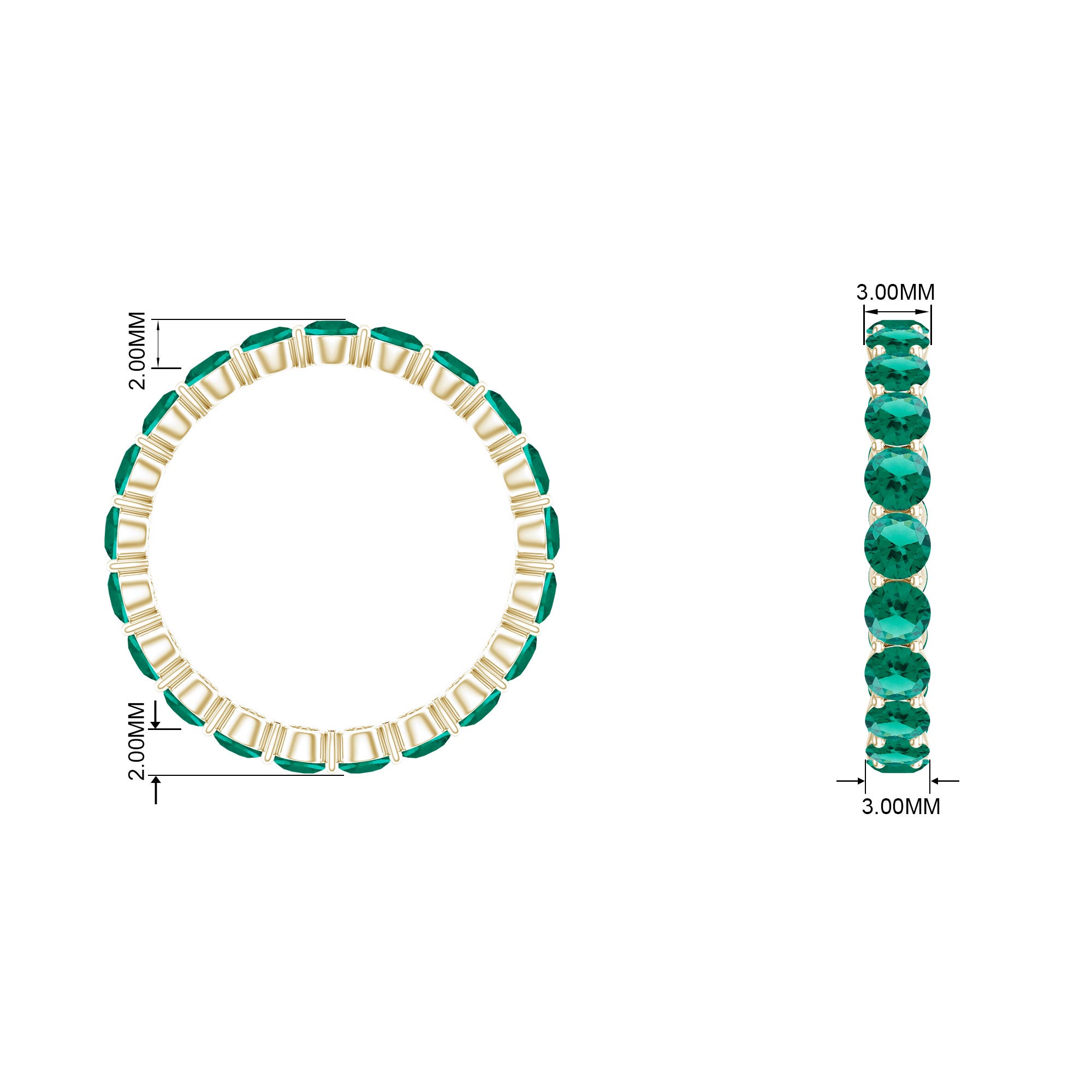 2.5 CT Round Lab-Created Emerald Full Eternity Band Ring in Gold Lab Created Emerald - ( AAAA ) - Quality - Rosec Jewels