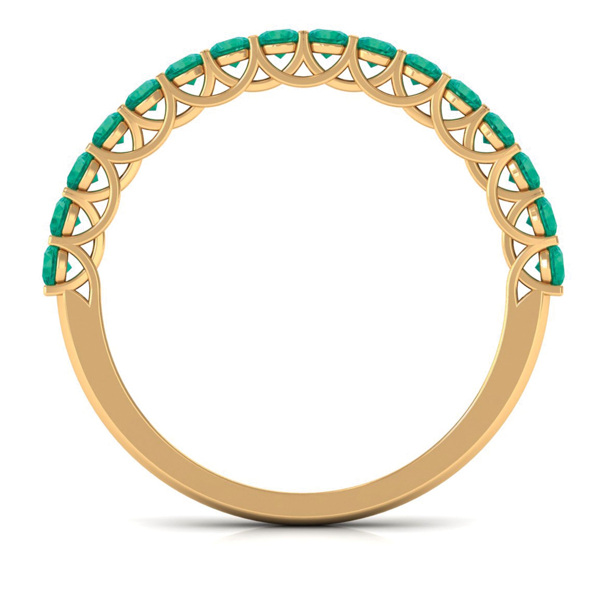 1.5 CT Lab Created Emerald Minimal Half Eternity Ring in Trellis Setting Lab Created Emerald - ( AAAA ) - Quality - Rosec Jewels