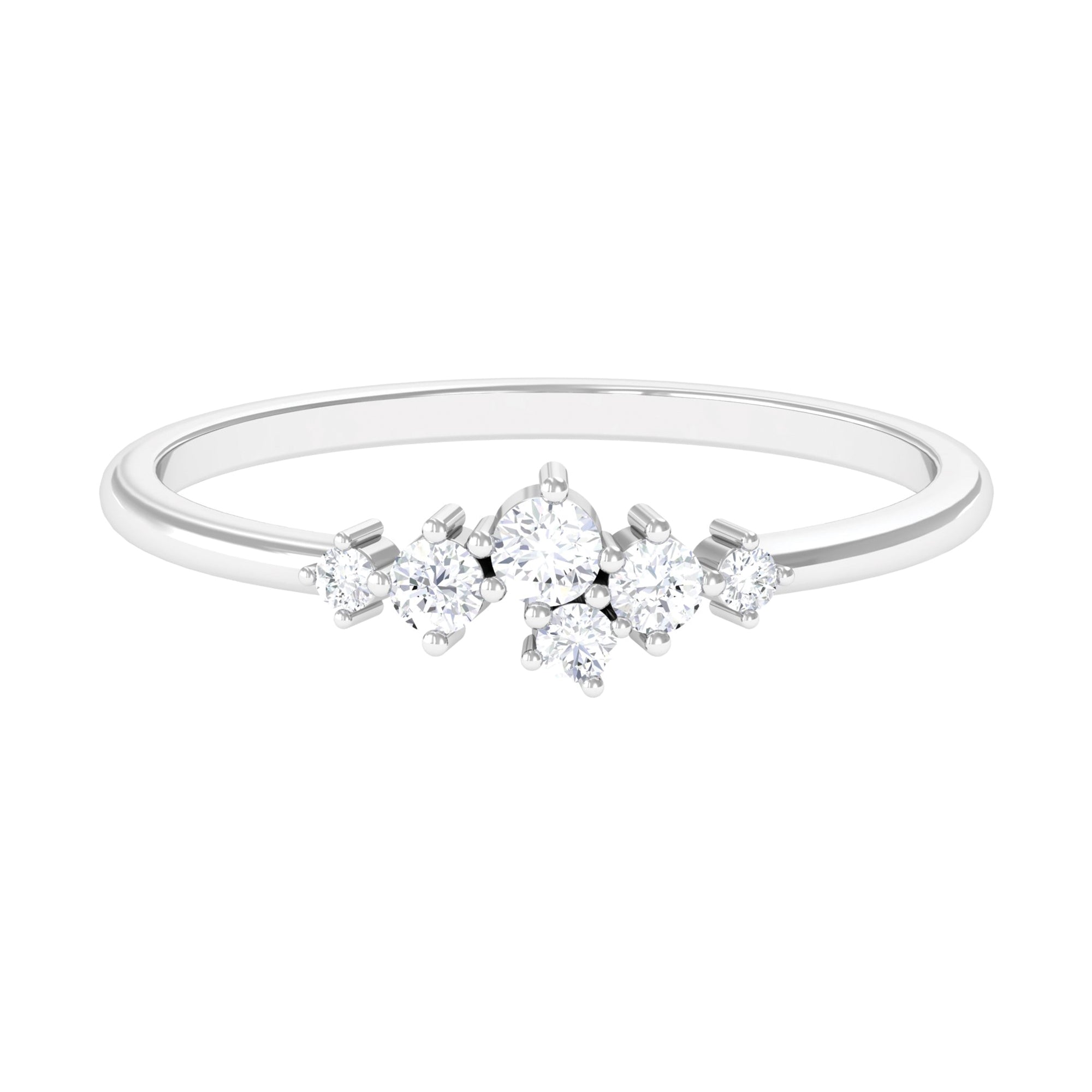 Round Diamond Minimal Cluster Promise Ring in Prong Setting Diamond - ( HI-SI ) - Color and Clarity - Rosec Jewels