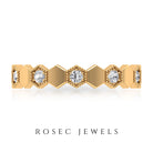 Diamond and Gold Geometric Band Ring Diamond - ( HI-SI ) - Color and Clarity - Rosec Jewels