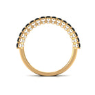 Trendy Black and White Diamond Semi Eternity Ring Black Diamond - ( AAA ) - Quality - Rosec Jewels