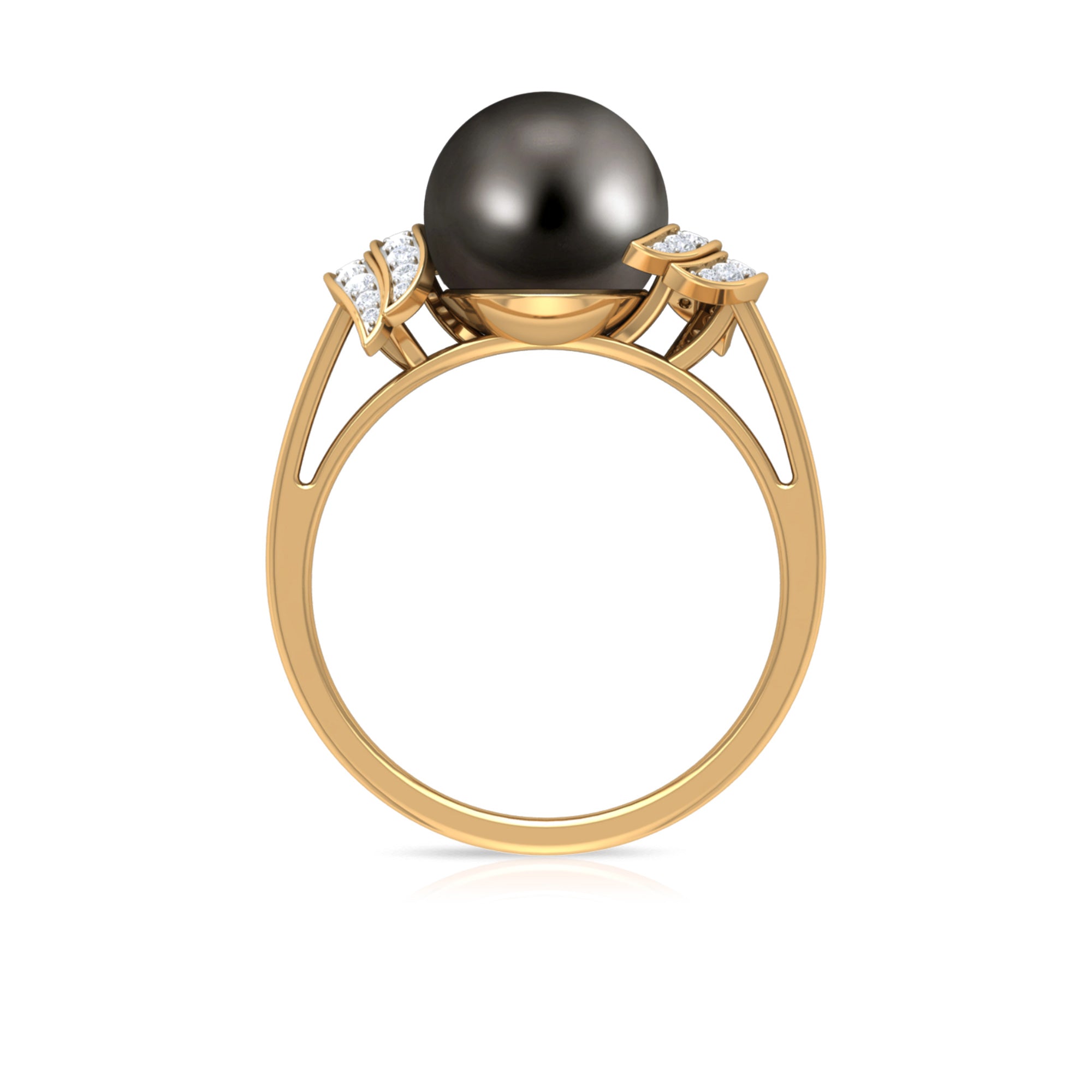 Natural Tahitian Pearl and Diamond Solitaire Engagement Ring Tahitian pearl - ( AAA ) - Quality - Rosec Jewels