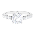 Solitaire Moissanite Engagement Ring with Side Stones Moissanite - ( D-VS1 ) - Color and Clarity - Rosec Jewels