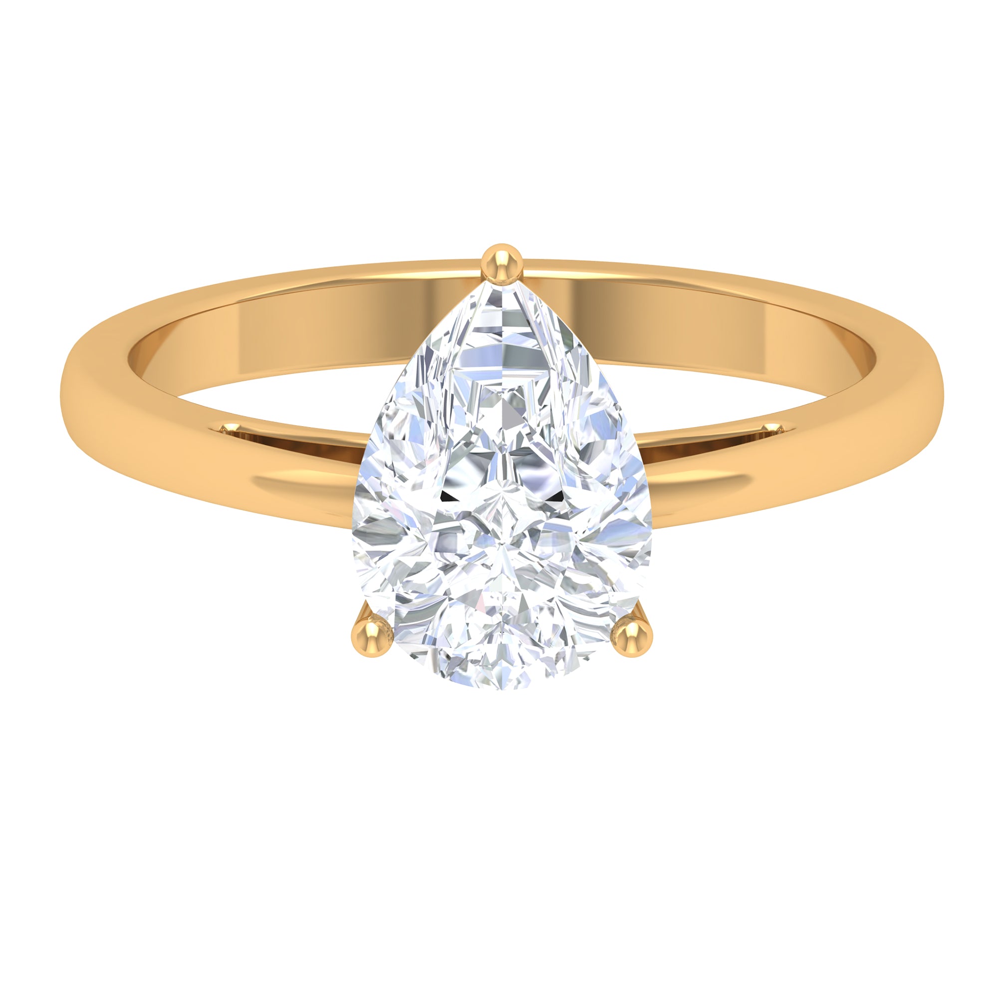 Rosec Jewels-10X7 MM Pear Cut Moissanite Solitaire Ring for Women in 3 Prong Setting