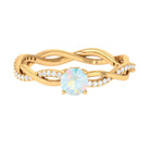 Ethiopian Opal Solitaire Ring with Diamond Braided Shank Ethiopian Opal - ( AAA ) - Quality - Rosec Jewels