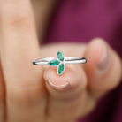 May Birthstone 1/2 CT Marquise Cut Emerald Petal Ring in Bezel Setting Emerald - ( AAA ) - Quality - Rosec Jewels