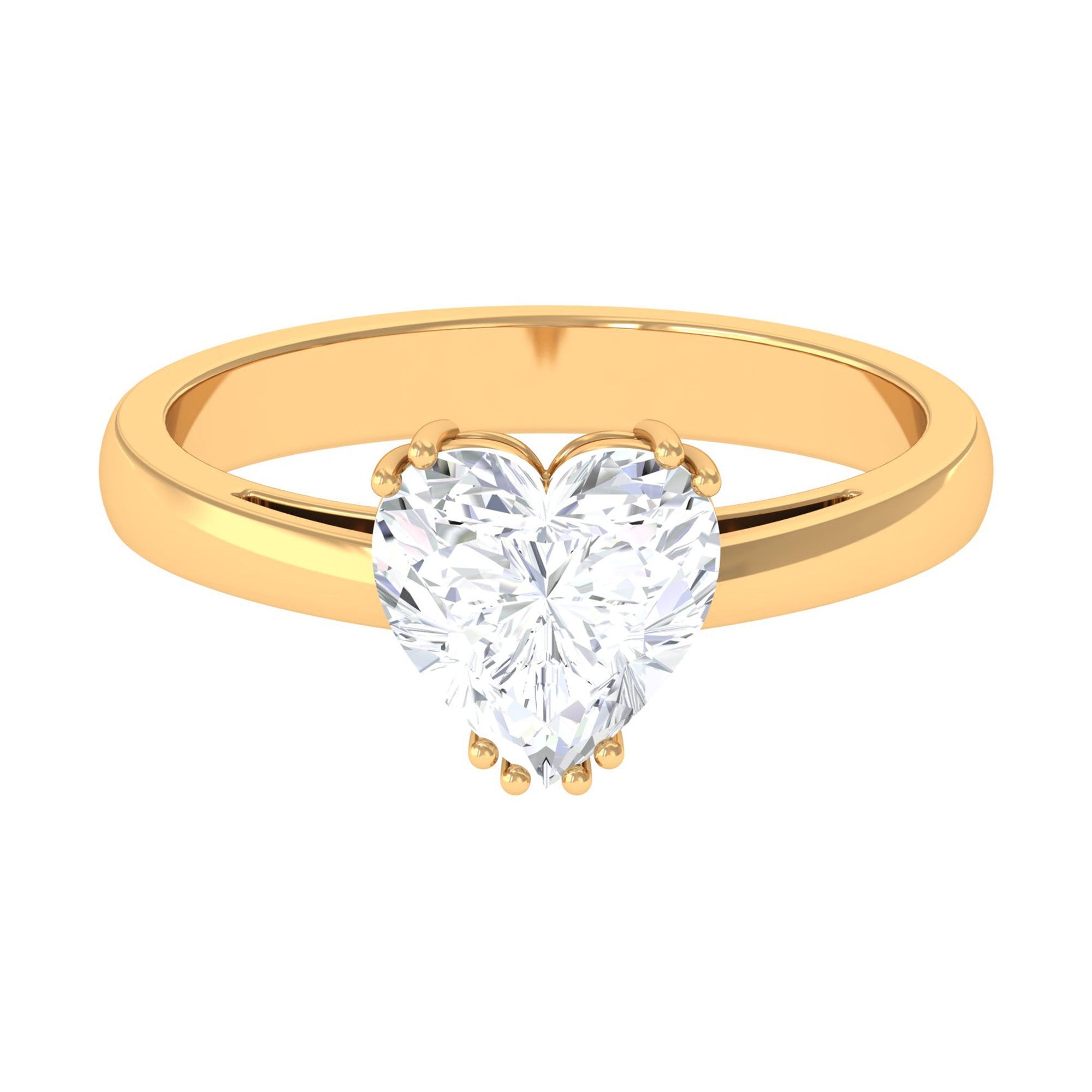 Certified Moissanite Solitaire Heart Engagement Ring Moissanite - ( D-VS1 ) - Color and Clarity - Rosec Jewels