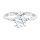 Pear Shaped Moissanite Solitaire Engagement Ring Moissanite - ( D-VS1 ) - Color and Clarity - Rosec Jewels