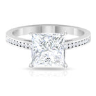 Rosec Jewels-3 CT Four Prong Set Solitaire Moissanite Ring with Channel Set Side Stones