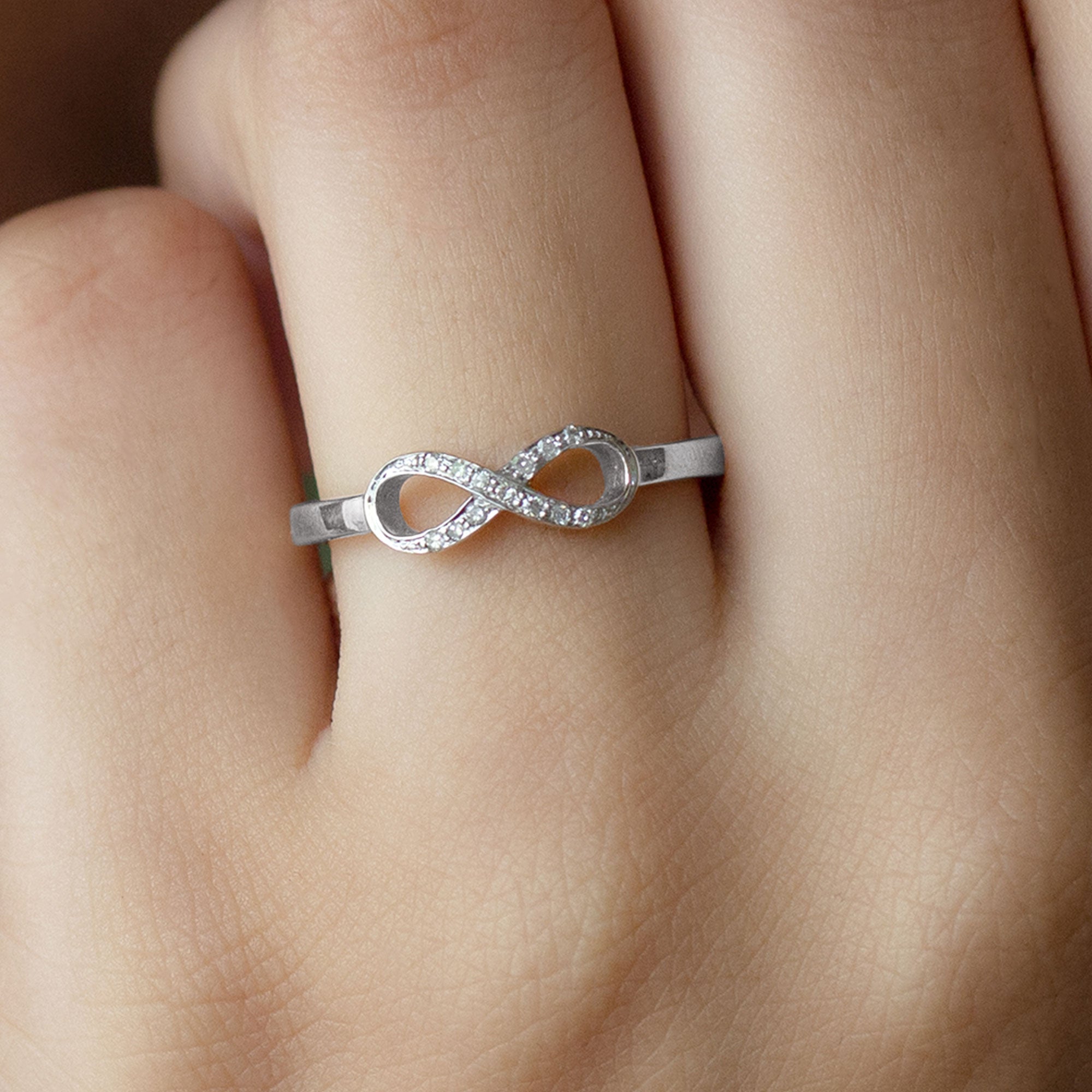 Minimal Diamond Infinity Promise Ring Diamond - ( HI-SI ) - Color and Clarity - Rosec Jewels