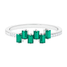 0.50 CT Baguette shape Emerald Promise Ring with Diamond Side Stones Emerald - ( AAA ) - Quality - Rosec Jewels