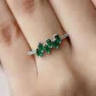 0.50 CT Baguette shape Emerald Promise Ring with Diamond Side Stones Emerald - ( AAA ) - Quality - Rosec Jewels