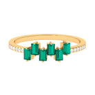 0.50 CT Baguette shape Emerald Promise Ring with Diamond Side Stones Emerald - ( AAA ) - Quality - Rosec Jewels