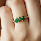 0.50 CT Baguette shape Emerald Promise Ring with Diamond Side Stones Emerald - ( AAA ) - Quality - Rosec Jewels