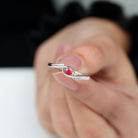 3.50 MM Round Cut Ruby Solitaire Ring in Bypass Setting Ruby - ( AAA ) - Quality - Rosec Jewels