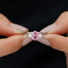 Lab Grown Pink Sapphire Solitaire Ring with Diamond Lab Created Pink Sapphire - ( AAAA ) - Quality - Rosec Jewels