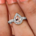 Pear Cut Morganite Classic Engagement Ring with Diamond Accent Morganite - ( AAA ) - Quality - Rosec Jewels