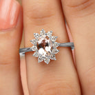 Princess Diana Inspired Morganite Engagement Ring with Diamond Halo Morganite - ( AAA ) - Quality - Rosec Jewels