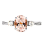 Solitaire Engagement Ring with Oval Morganite and Diamond Morganite - ( AAA ) - Quality - Rosec Jewels