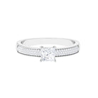 Princess Cut Cubic Zirconia Engagement Ring with Side Stones Zircon - ( AAAA ) - Quality - Rosec Jewels