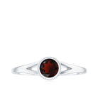 Minimal Round Shape Garnet Solitaire Split Shank Ring Garnet - ( AAA ) - Quality - Rosec Jewels