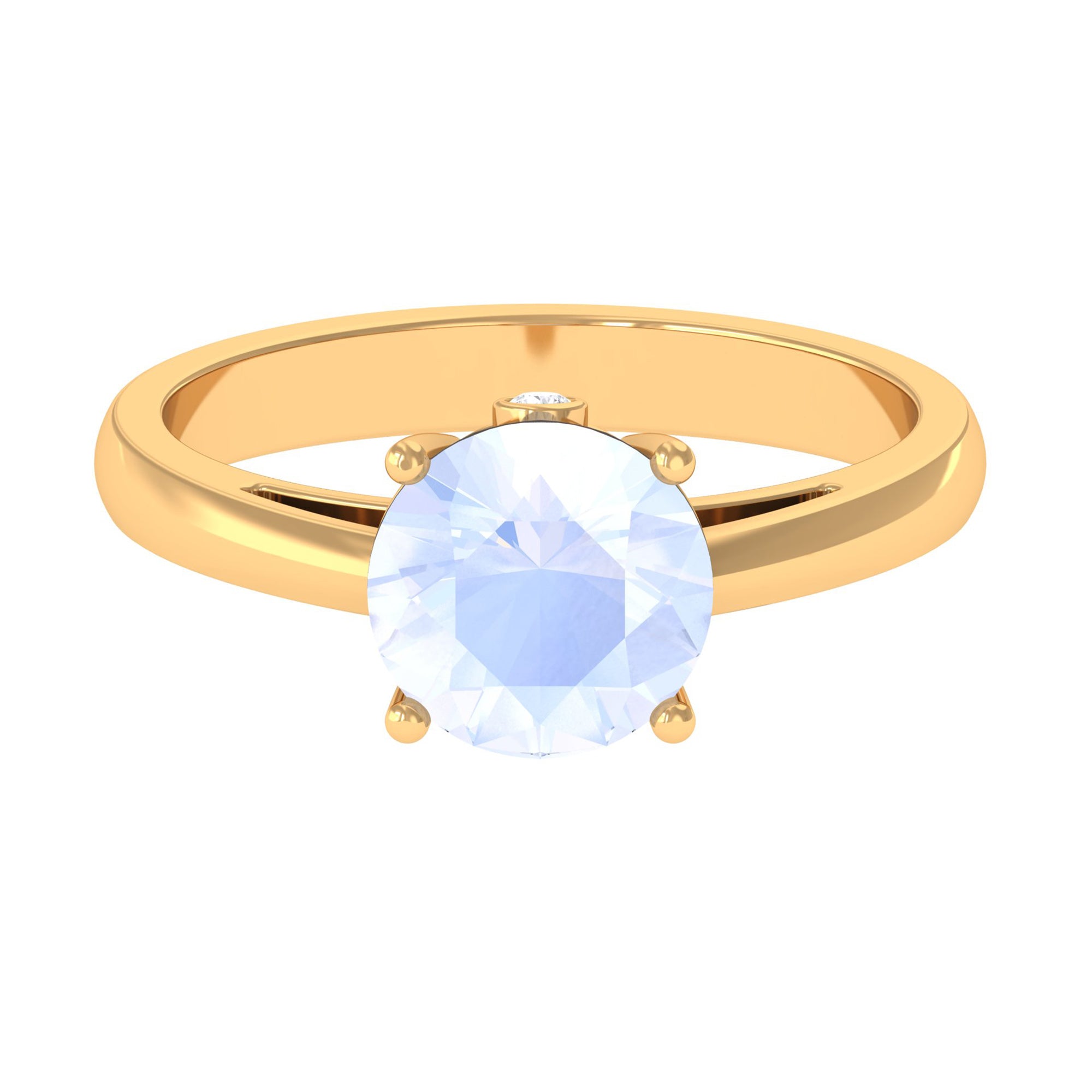 1 CT Round Diamond Solitaire Engagement Ring with Surprise Diamond Moonstone - ( AAA ) - Quality - Rosec Jewels