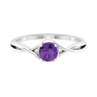 5 MM Round Shape Amethyst Solitaire Ring in Four Prong Setting with Crossover Shank Amethyst - ( AAA ) - Quality - Rosec Jewels