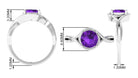 5 MM Round Shape Amethyst Solitaire Ring in Four Prong Setting with Crossover Shank Amethyst - ( AAA ) - Quality - Rosec Jewels