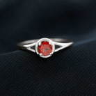 Split Shank Garnet Solitaire Ring with Rope Frame Garnet - ( AAA ) - Quality - Rosec Jewels