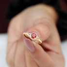 Split Shank Garnet Solitaire Ring with Rope Frame Garnet - ( AAA ) - Quality - Rosec Jewels