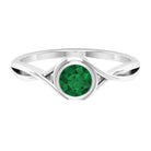 5 MM Round Cut Solitaire Emerald Ring in Bezel Setting with Crossover Shank Emerald - ( AAA ) - Quality - Rosec Jewels