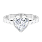 Bezel Set Moissanite Heart Solitaire Engagement Ring in Gold Moissanite - ( D-VS1 ) - Color and Clarity - Rosec Jewels