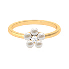 Freshwater Pearl Floral Promise Ring with Moissanite Stone Freshwater Pearl - ( AAA ) - Quality - Rosec Jewels