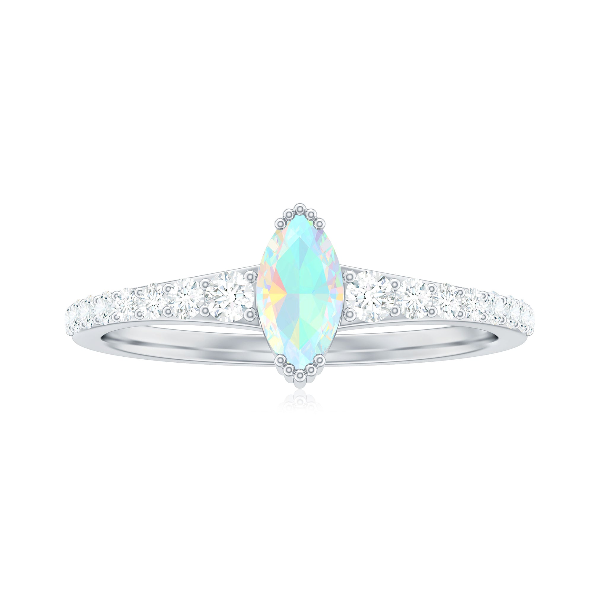 3/4 CT Natural Ethiopian Opal and Diamond Minimal Promise Ring Ethiopian Opal - ( AAA ) - Quality - Rosec Jewels