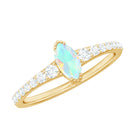 3/4 CT Natural Ethiopian Opal and Diamond Minimal Promise Ring Ethiopian Opal - ( AAA ) - Quality - Rosec Jewels