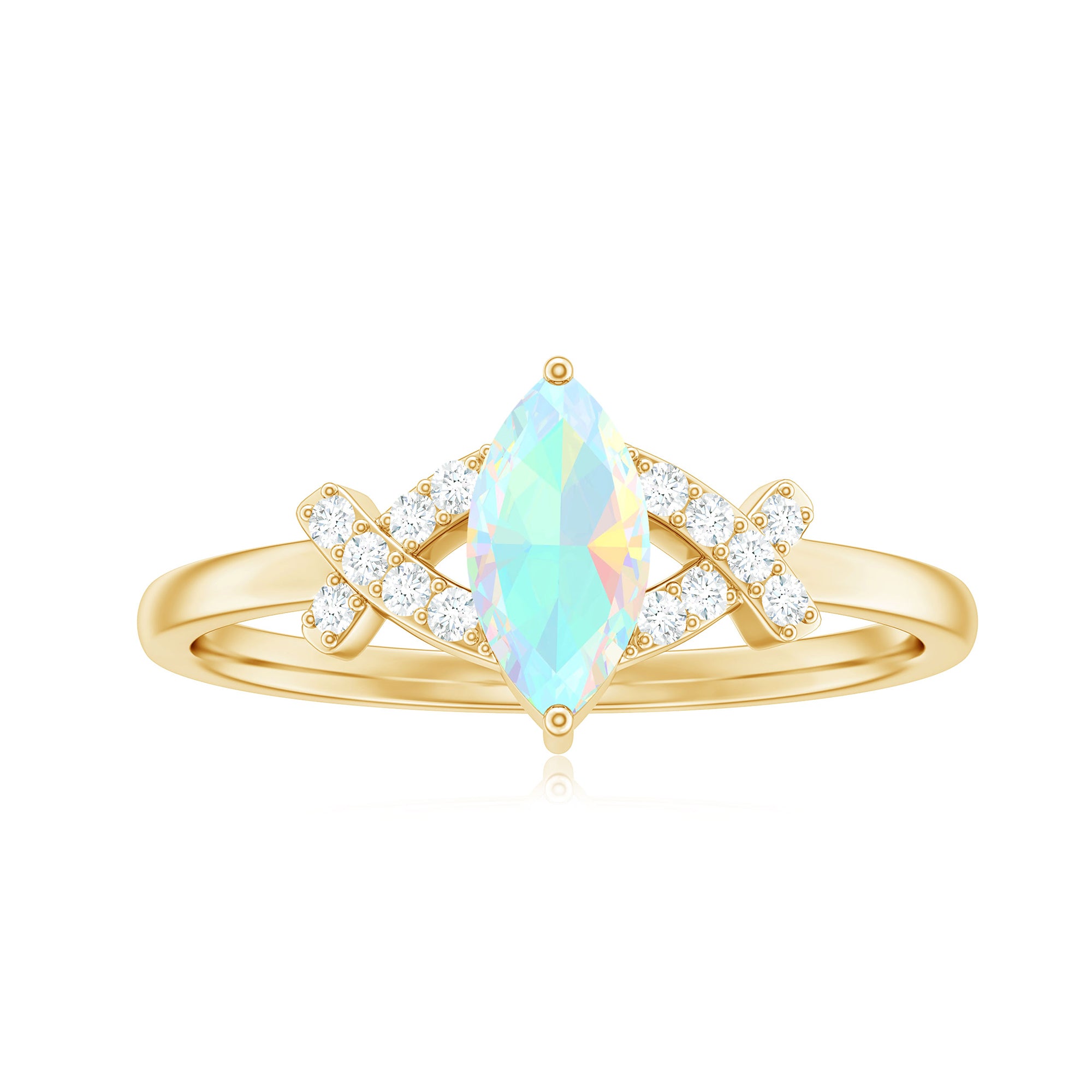 3/4 CT Marquise Cut Ethiopian Opal and Diamond Minimal Ring Ethiopian Opal - ( AAA ) - Quality - Rosec Jewels