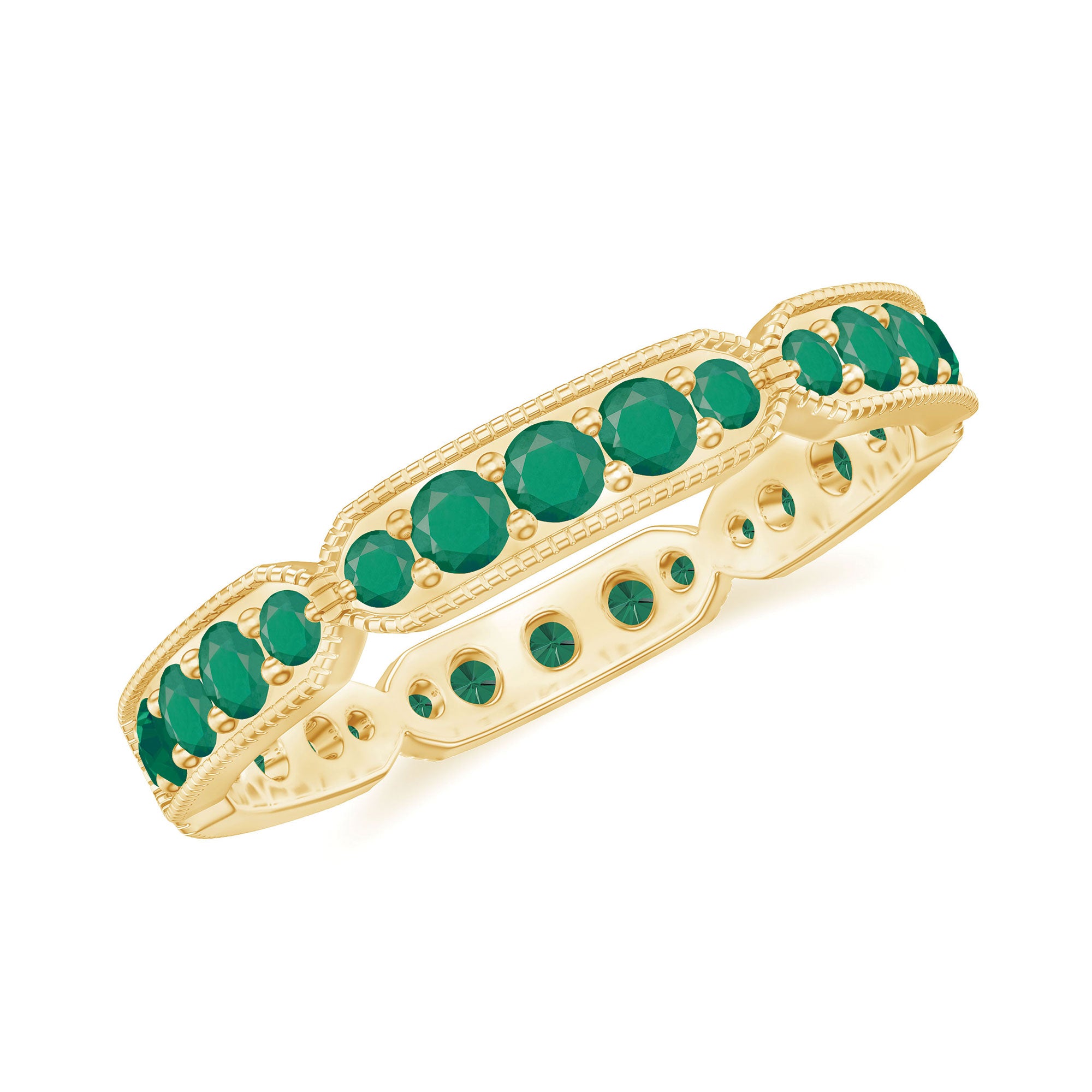 1 CT Emerald Eternity Ring in Pin Point Setting for Women Emerald - ( AAA ) - Quality - Rosec Jewels