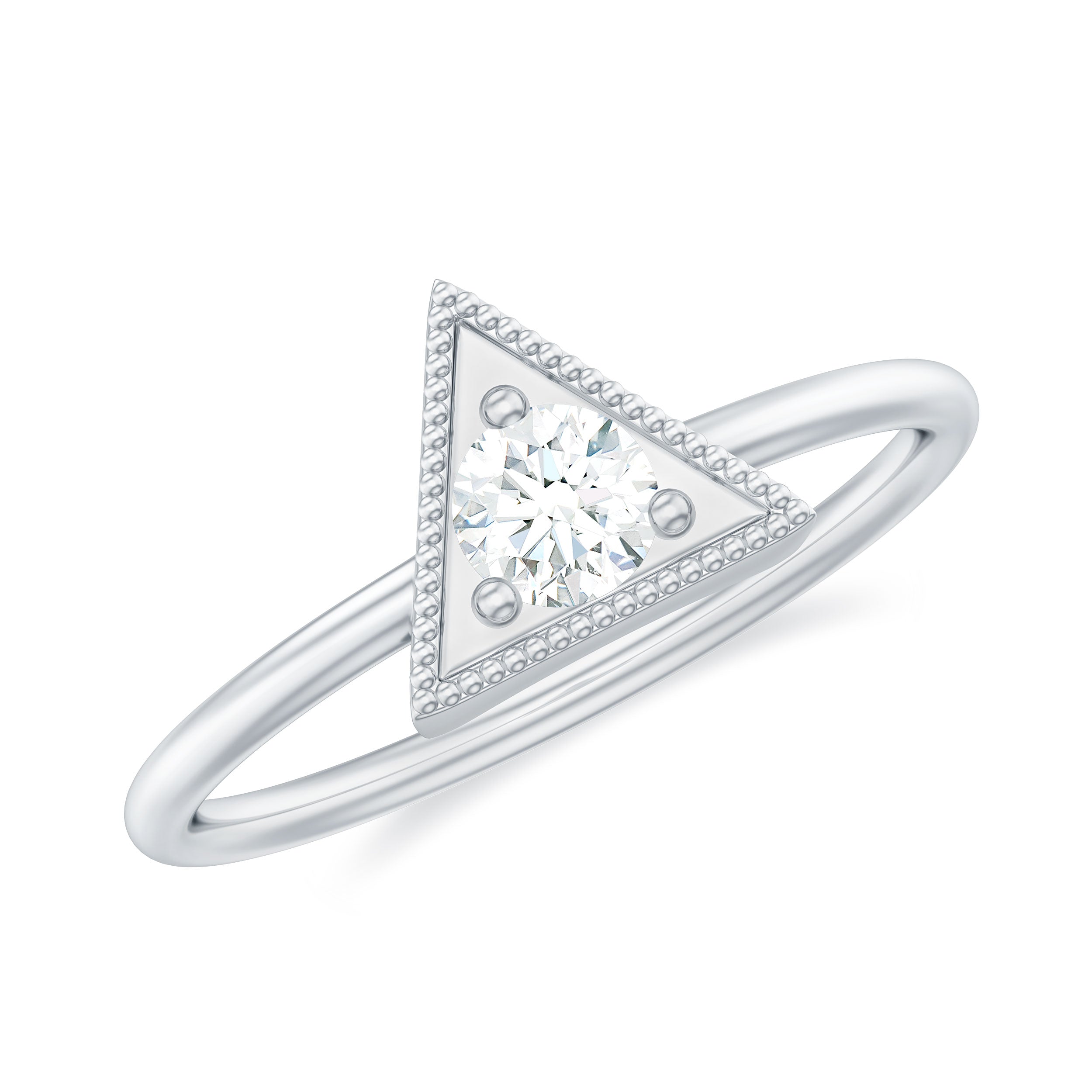 Natural Diamond Dainty Triangle Promise Ring Diamond - ( HI-SI ) - Color and Clarity - Rosec Jewels