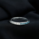 London Blue Topaz and Moissanite Eternity Ring in Channel Setting London Blue Topaz - ( AAA ) - Quality - Rosec Jewels