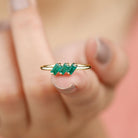 1/2 CT Baguette Cut 2 Prong Set Emerald Three Stone Ring Emerald - ( AAA ) - Quality - Rosec Jewels