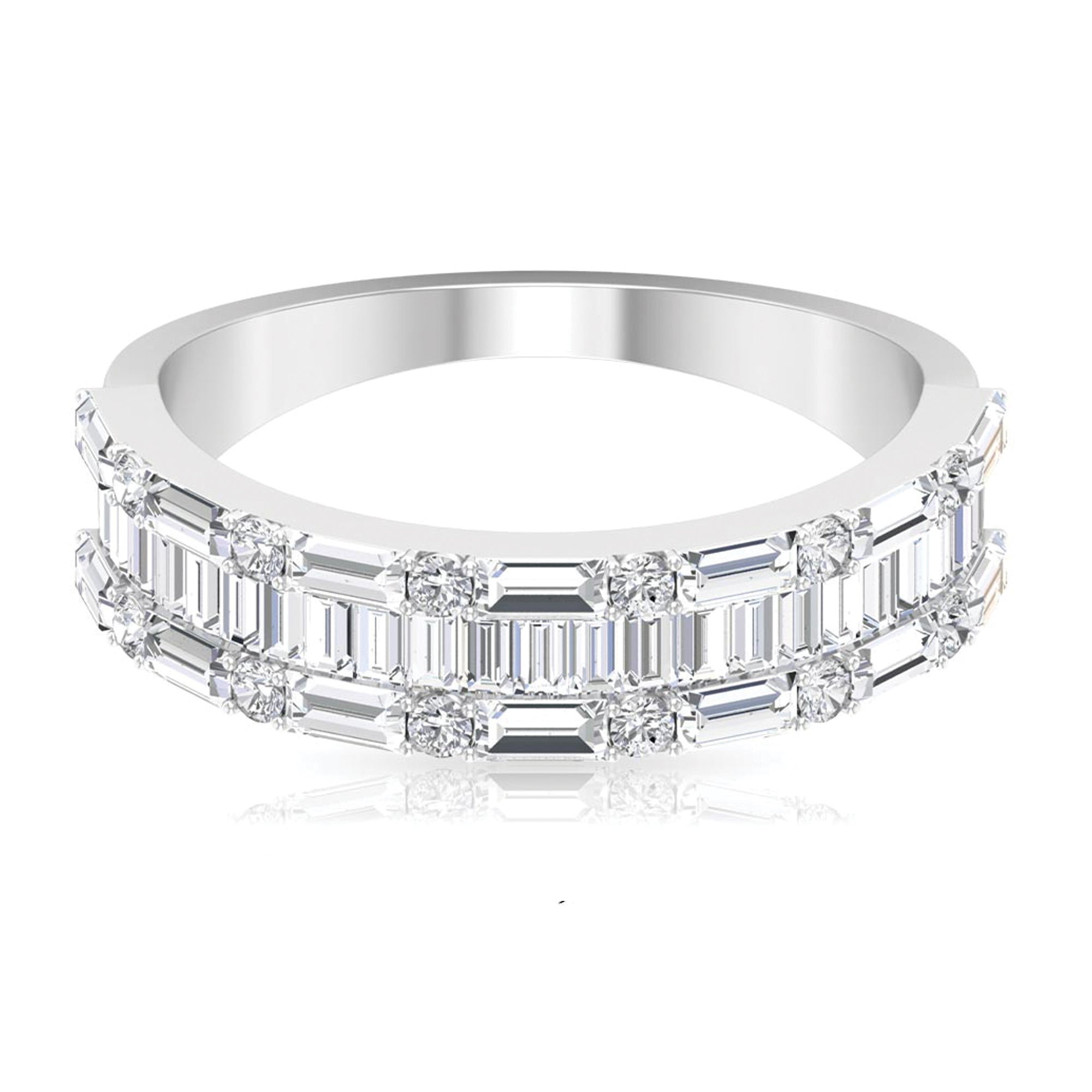 1.75 CT Baguette and Round Zircon Wedding Band in Gold Zircon - ( AAAA ) - Quality - Rosec Jewels