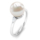 Solitaire Freshwater Pearl Engagement Ring with Diamond Freshwater Pearl - ( AAA ) - Quality - Rosec Jewels