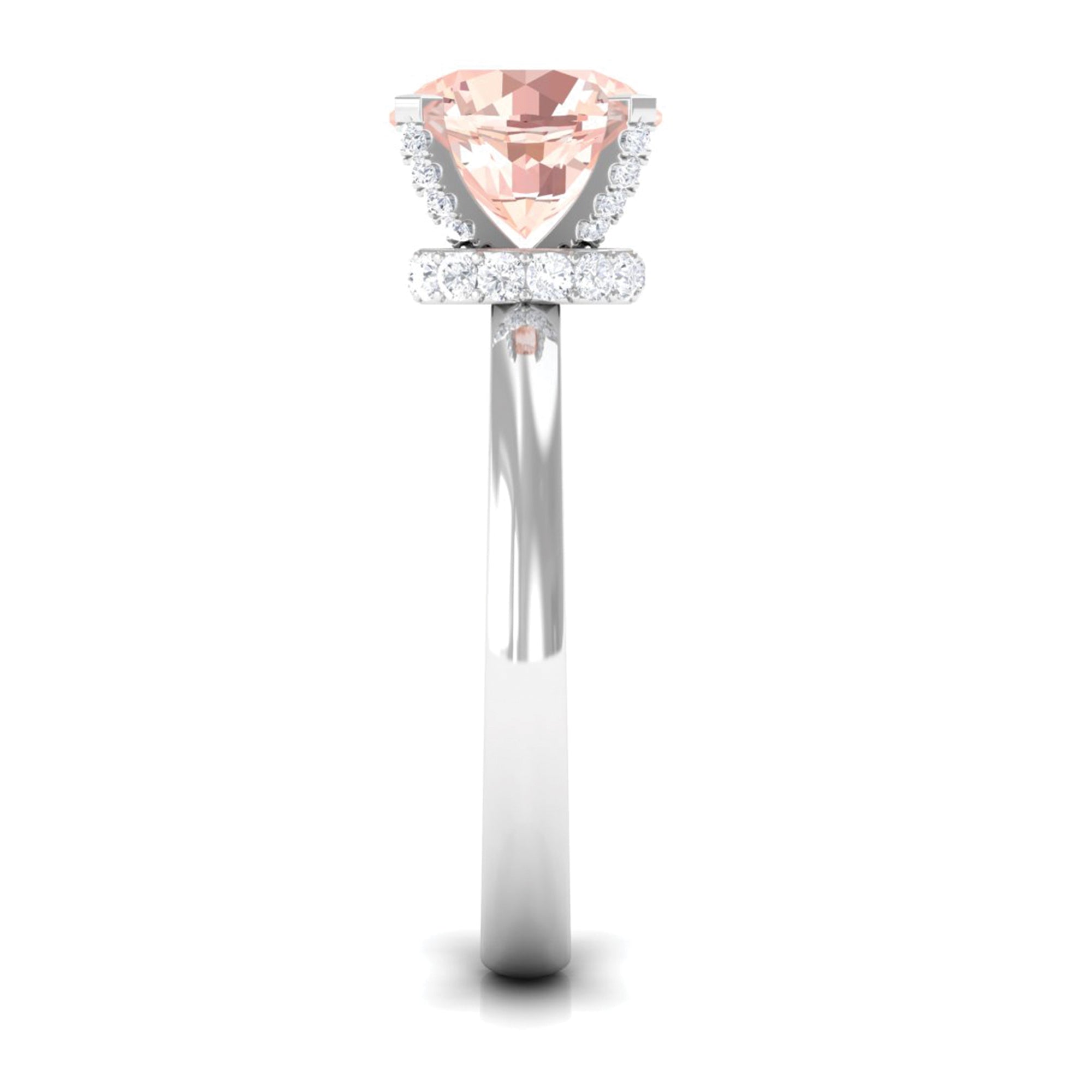 Morganite Solitaire Engagement Ring with Diamond Morganite - ( AAA ) - Quality - Rosec Jewels