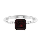 8 MM Asscher Cut Garnet Solitaire Ring with Twisted Rope Garnet - ( AAA ) - Quality - Rosec Jewels