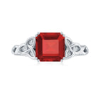8 MM Asscher Cut Lab Grown Ruby Solitaire Celtic Ring Lab Created Ruby - ( AAAA ) - Quality - Rosec Jewels