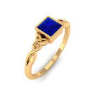 5 MM Princess Cut Lab Grown Blue Sapphire Celtic Solitaire Ring Lab Created Blue Sapphire - ( AAAA ) - Quality - Rosec Jewels