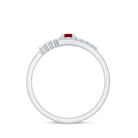 Minimal Ruby and Diamond Bypass Promise Ring Ruby - ( AAA ) - Quality - Rosec Jewels